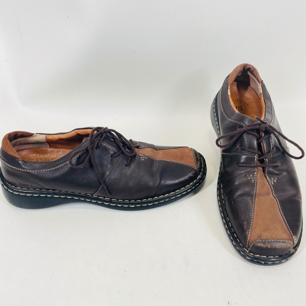 Josef Seibel Mens Brown Leather Two Tone Square Toe Oxford Shoes Size 40